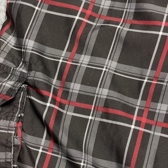 OP Mens Plaid Cargo Shorts L/G 36-38" Elastic Waist Drawstring Swim Trunks - Picture 11 of 14